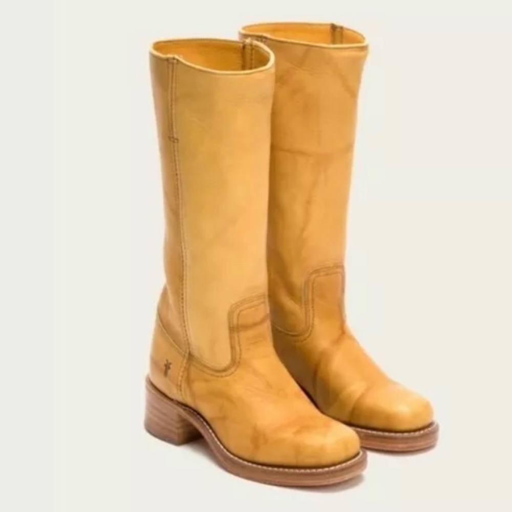 Frye Yellow Leather Moto Boots